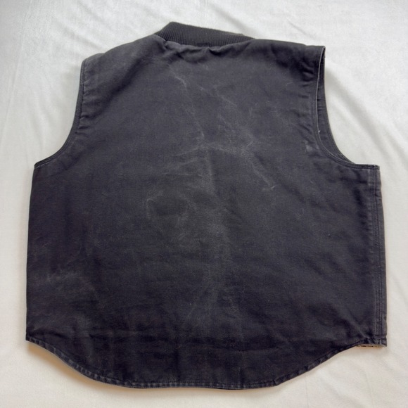 Smiths Workwear Men's Large Sherpa Lined Canvas Vest Black Bomber Style Pockets - Picture 5 of 5